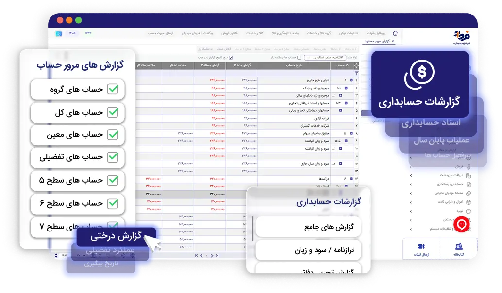 ماژول حسابداری مالی نرم افزار فرداد
